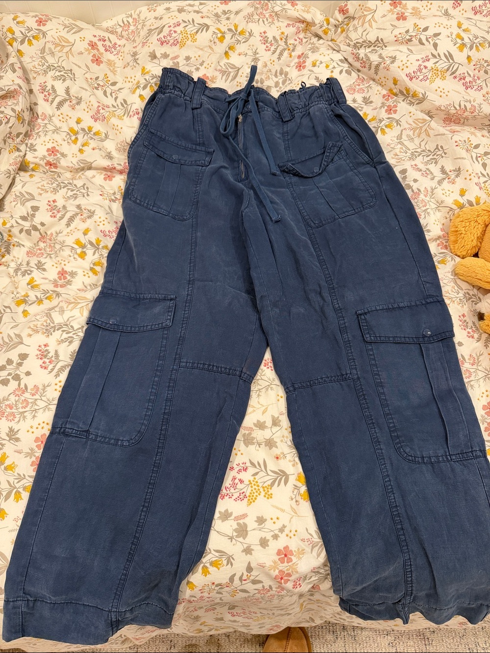 Zara Navy Utility Cargo Joggers with Drawstring